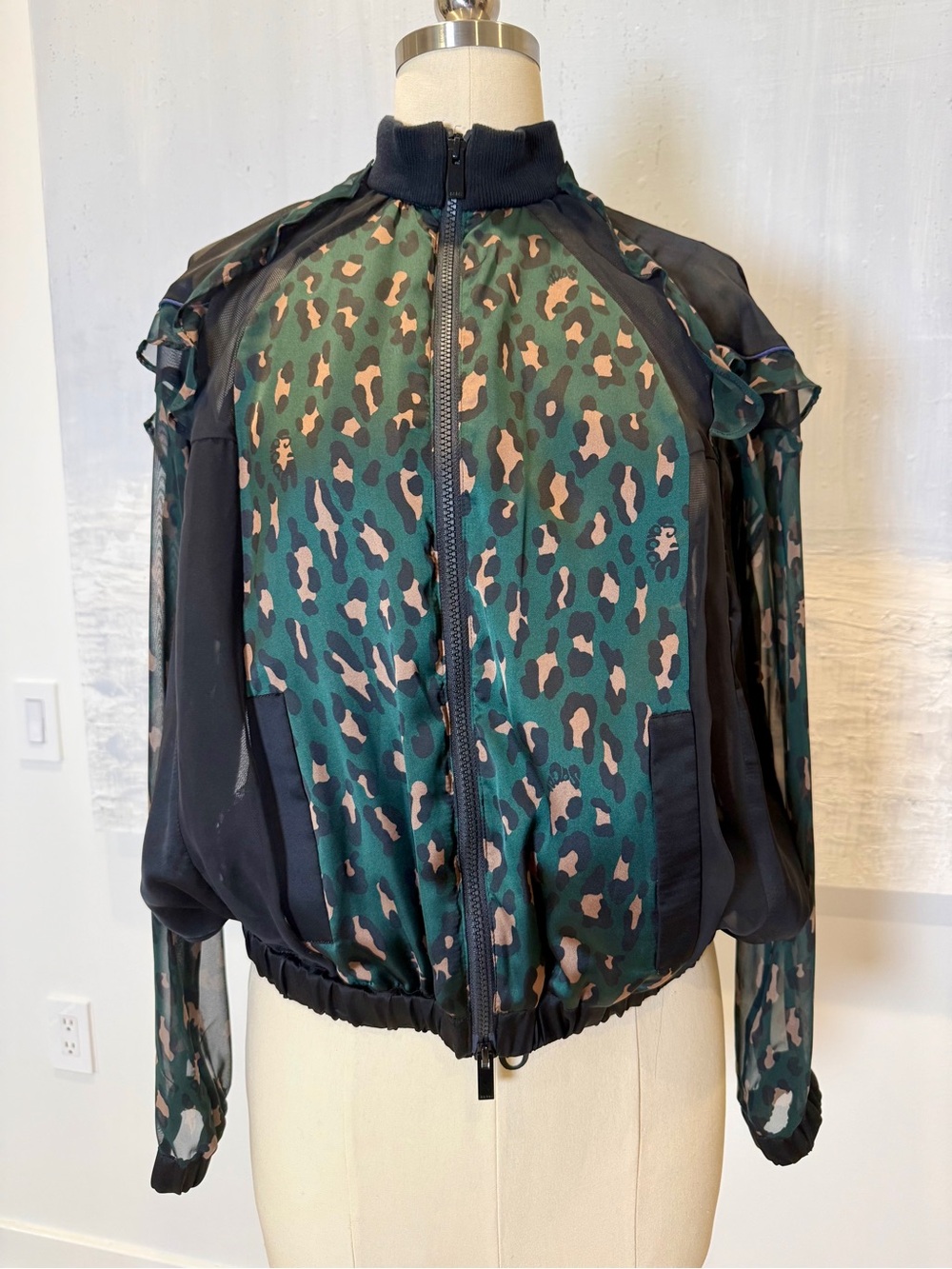 Sacai Green Leopard Print Bomber Jacket - Women - Picture 4 of 11